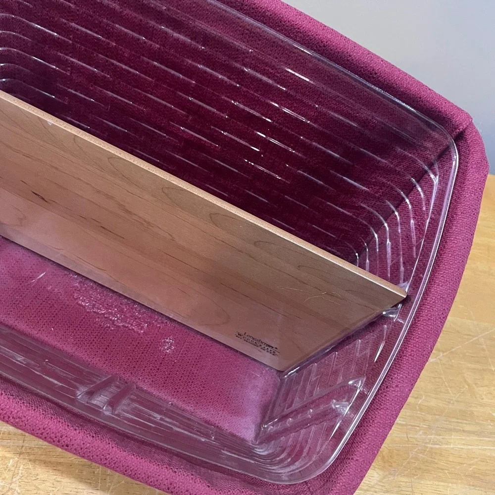 Vtg 2004 Longaberger Desk Organizer Basket Burgundy Liner Wood Divider Americana